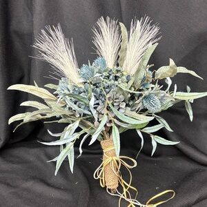 Dried hydrangea and faux flower bouquet